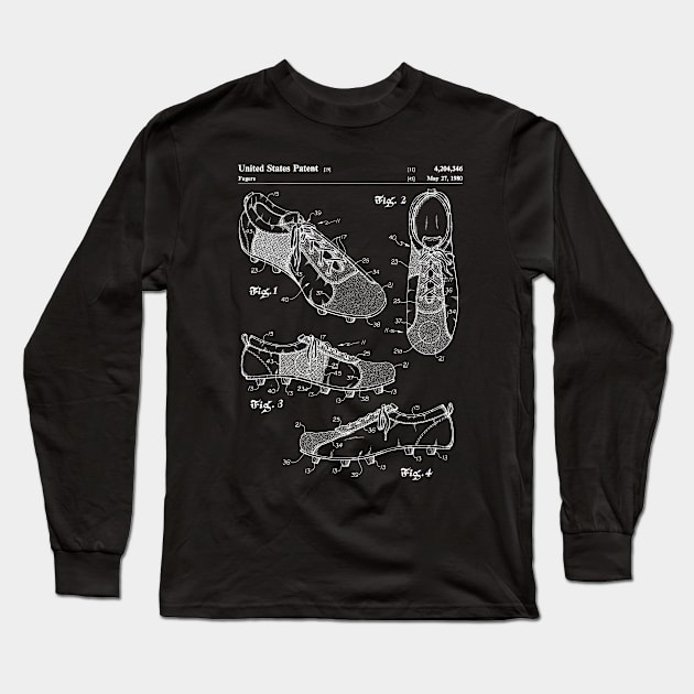 Soccer Boots Patent - Football Boots Art - Black Chalkboard Long Sleeve T-Shirt by patentpress